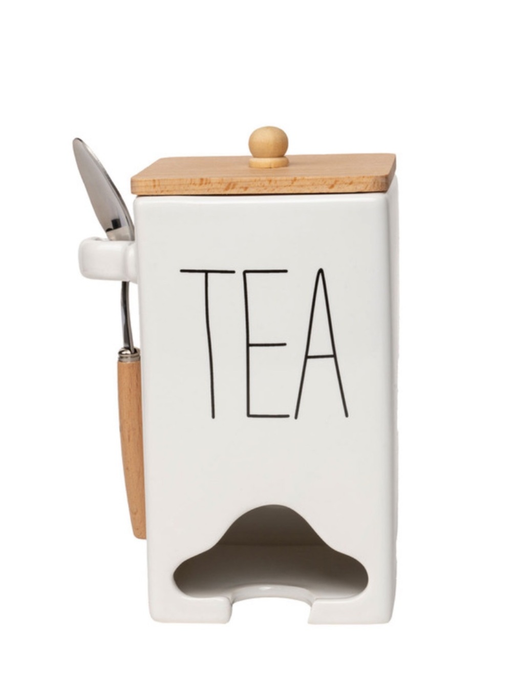 ❗️Crofton White Ceramic Tea Bag Caddy with Bamboo Lid NWT